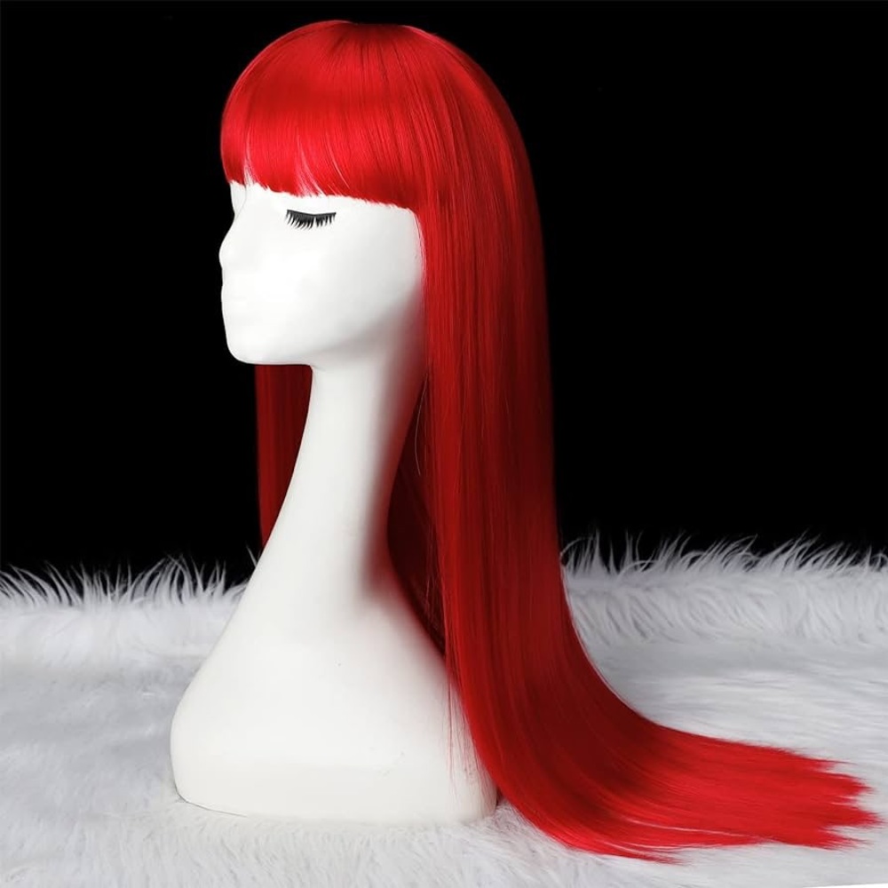 Cherry Red Straight Wig w/ Bangs